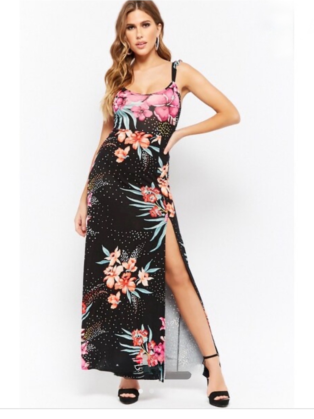 NWT Forever 21 Women Maxi Dress Thigh High Slit Size M/L 6/8 Spaghetti Strap NEW